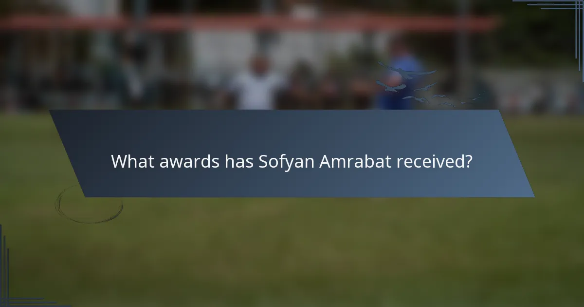 What awards has Sofyan Amrabat received?