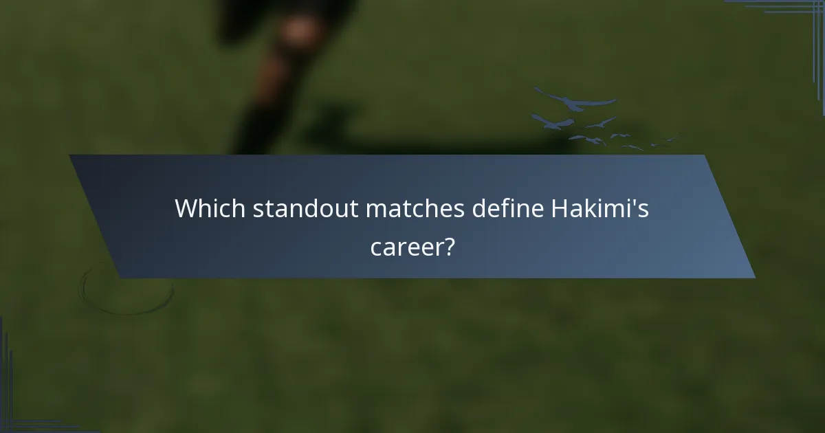 Which standout matches define Hakimi's career?